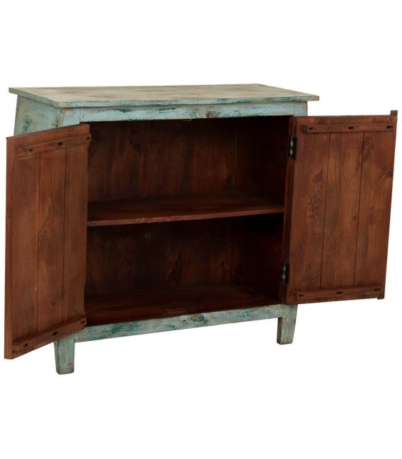 Taquillón clásico con puertas en madera tallada turquesa rozado2