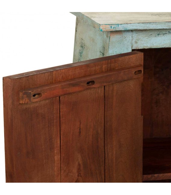 Taquillón clásico con puertas en madera tallada turquesa rozado5