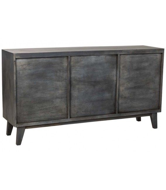 Aparador étnico de madera tallada gris patinada 2