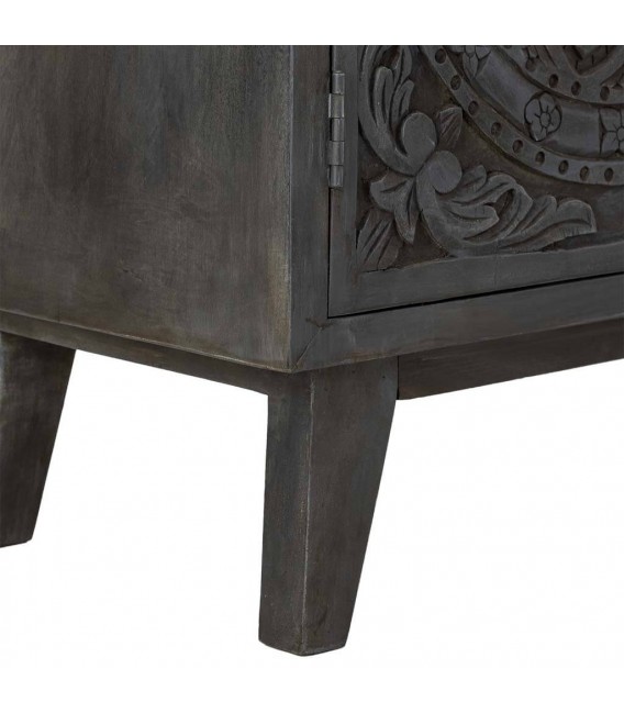 Aparador étnico de madera tallada gris patinada 5