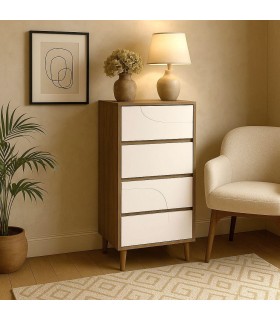 Sinfonier contemporáneo pequeño en madera nogal y blanco lacado Mdmhogar