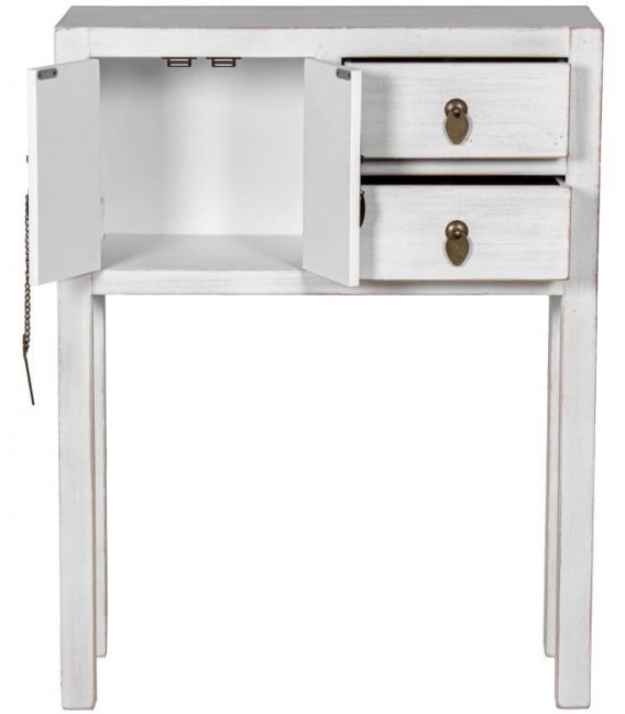 Consola oriental blanca con herrajes bronce y aire exótico2