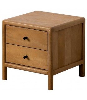 Mesita de noche baja en madera de mango natural y metal 1