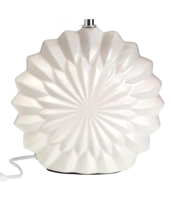 Lámpara sobremesa cerámica blanca con pantalla ovalada blanca 2