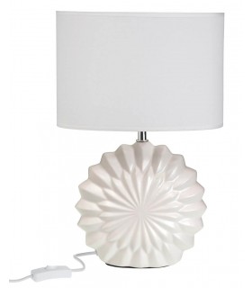 Lámpara sobremesa cerámica blanca con pantalla ovalada blanca 1