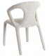 Silla tapizada chenilla blanco roto con estructura metálica.3