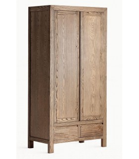Armario alacena boho en madera de olmo patinada en marrón.