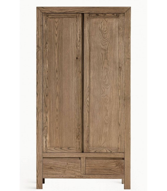 Armario alacena boho en madera de olmo patinada en marrón. 1