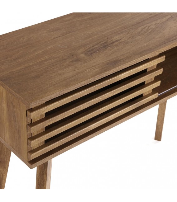 Consola nórdica madera natural con puerta corredera frontal2