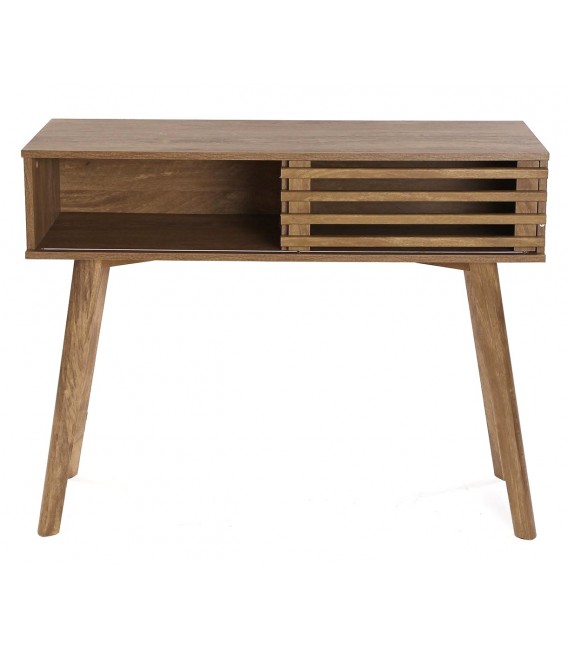 Consola nórdica madera natural con puerta corredera frontal1