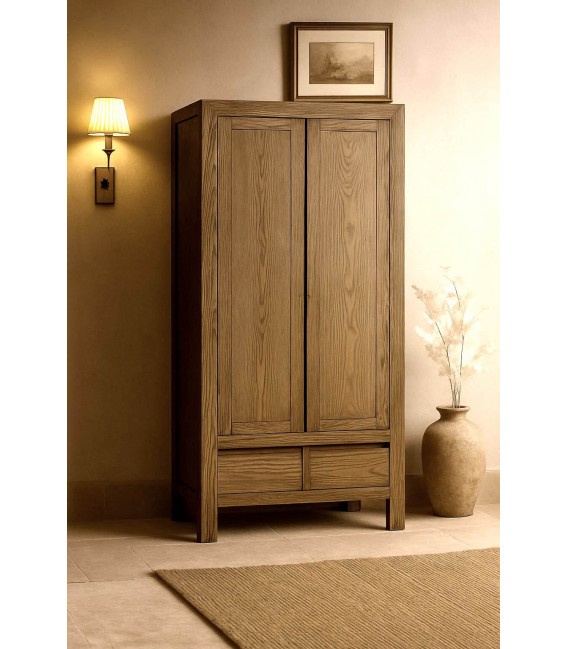Armario alacena boho en madera de olmo patinada en marrón. Mdmhogar