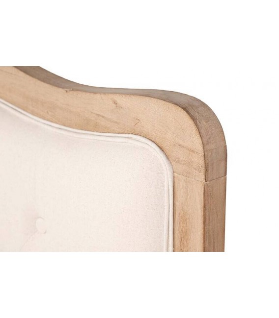 Cabecero de cama 150 con lino beige y madera natural, estilo clásico.3