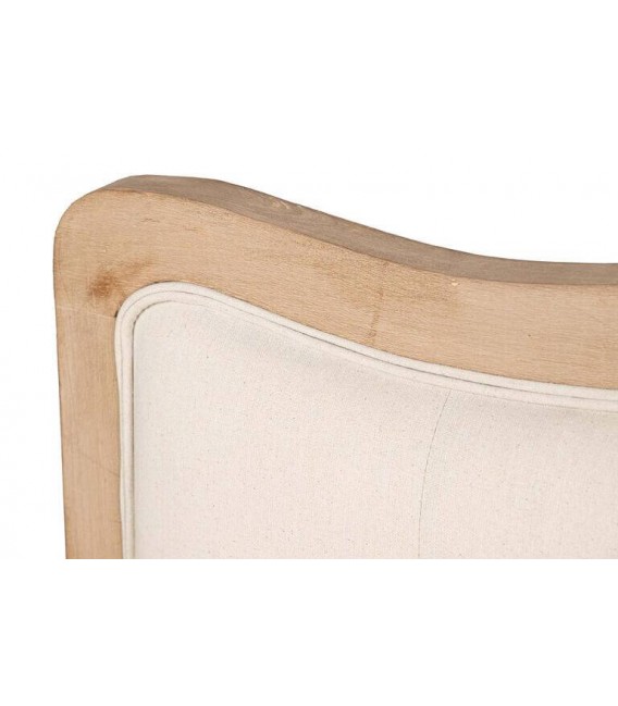 Cabecero de cama 150 con lino beige y madera natural, estilo clásico.1