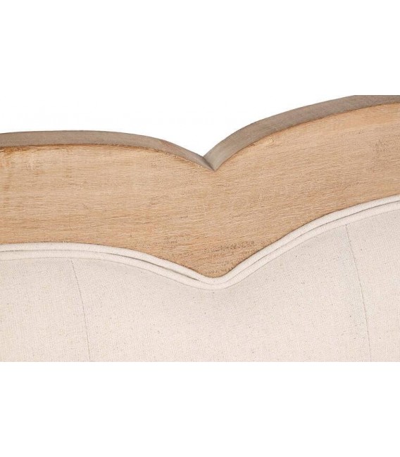 Cabecero de cama 150 con lino beige y madera natural, estilo clásico.2