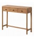 Consola de madera maciza natural con tres cajones, estilo boho.