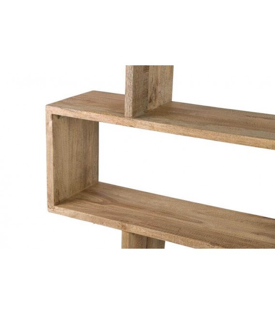 Estantería boho de madera maciza de mango con acabado artesanal. 4