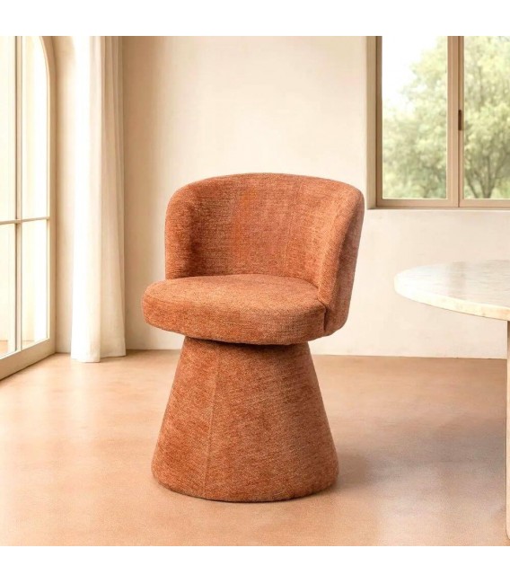 Silla tapizada giratoria chenilla calabaza con base cónica. Mdmhogar