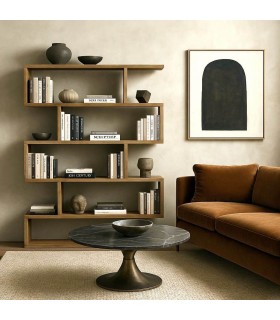 Estantería boho de madera maciza de mango con acabado artesanal. Mdmhogar