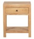 Mesita boho en madera mindi natural con cajón y tirador bronce. 1
