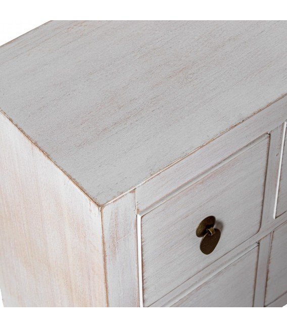 Mueble TV oriental con puertas y cajones en madera blanqueada. 3