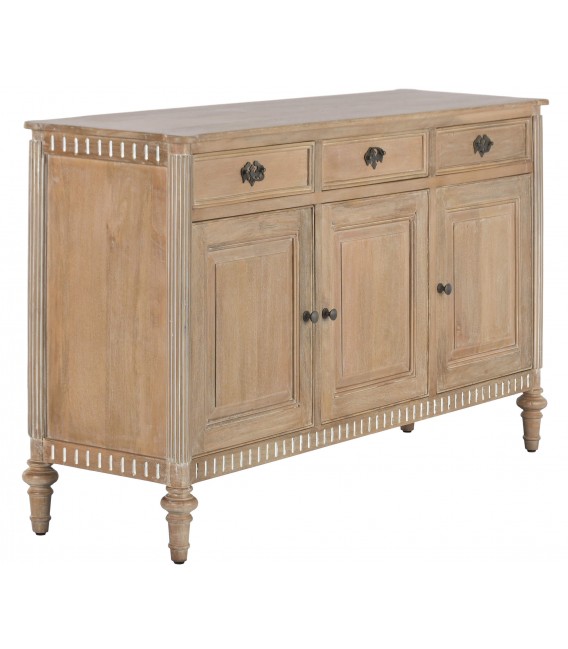 Aparador pequeño provenzal en madera mango con cajones y puertas.