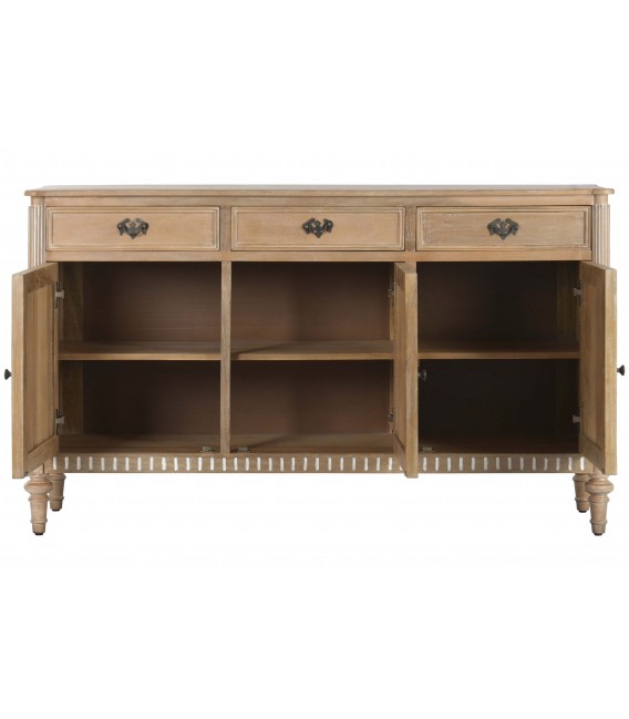 Aparador pequeño provenzal en madera mango con cajones y puertas. 3