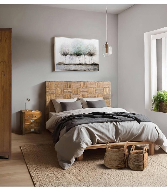 Cabecero colonial de ratán trenzado y madera mindi teca Mdmhogar