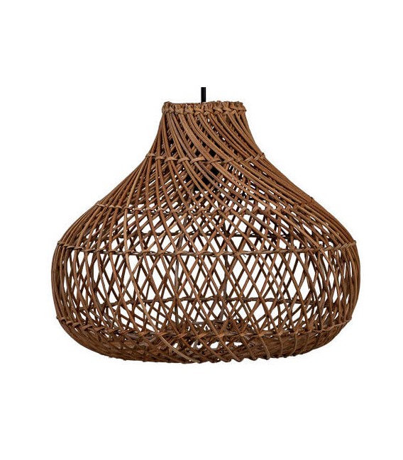 Lámpara de techo boho en ratán trenzado con acabado tostado2