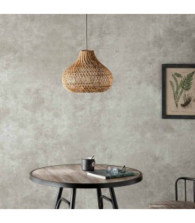 Lámpara de techo boho en ratán trenzado con acabado tostado Mdmhogar