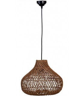 Lámpara de techo boho en ratán trenzado con acabado tostado