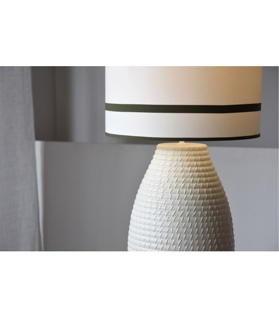 Lámpara sobremesa XL cerámica blanca con pantalla textil. 1