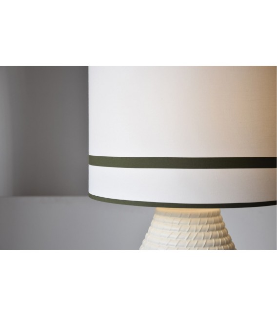 Lámpara sobremesa XL cerámica blanca con pantalla textil. 2