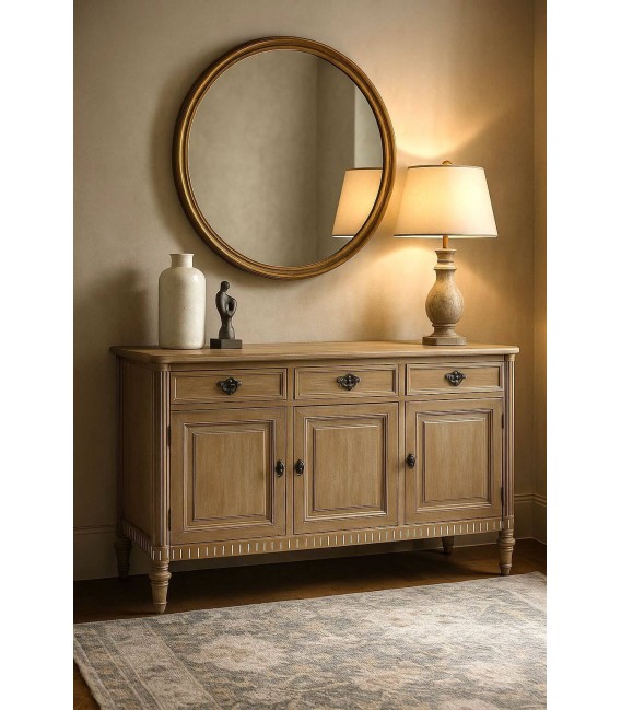 Aparador pequeño provenzal en madera mango con cajones y puertas.  Mdmhogar