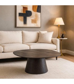 Mesa de centro contemporánea metal acabado óxido tapa irregular. Mdmhogar