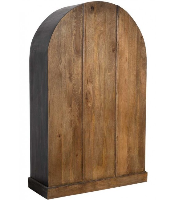 Vitrina étnica 2 puertas cristal madera tallada negra y miel3