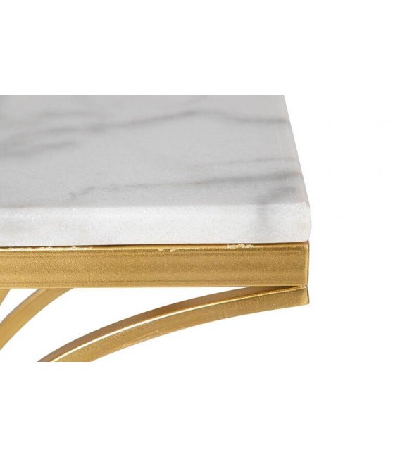 Consola entrada art decó mármol blanco y metal dorado. 4