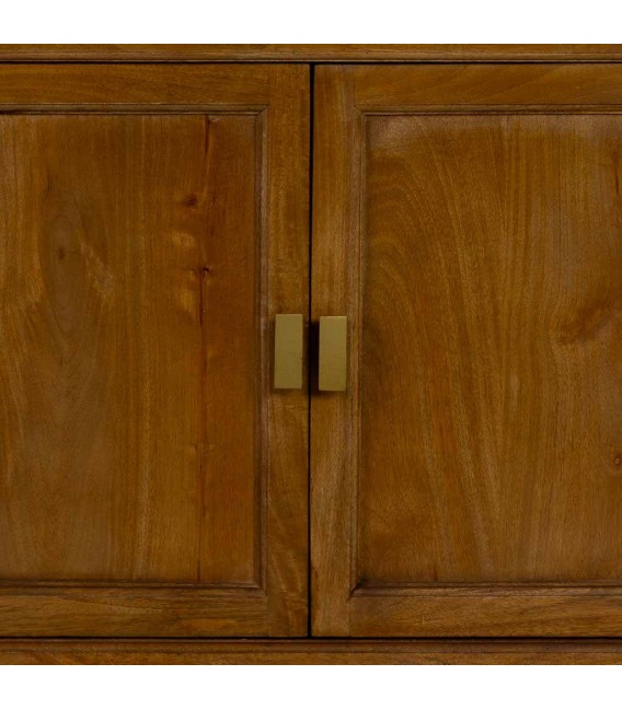 Armario alacena boho 4 puertas madera miel y dorado 6