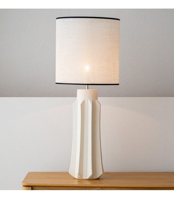 Lámpara sobremesa XL cerámica blanca y pantalla blanca matiz negro