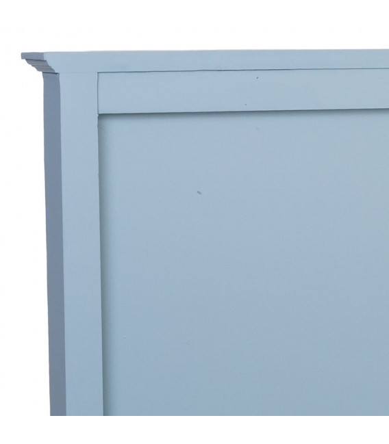 Cabecero matrimonio pino tallado azul rozado provenzal. 6