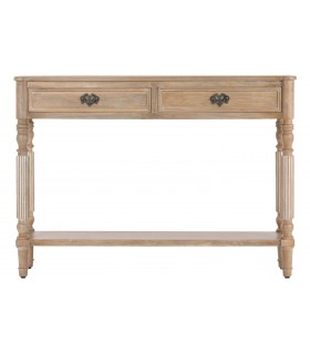 Consola entrada 3 cajones madera mango y bronce. 1