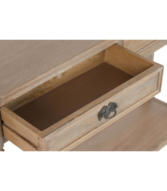 Consola entrada 3 cajones madera mango y bronce. 6