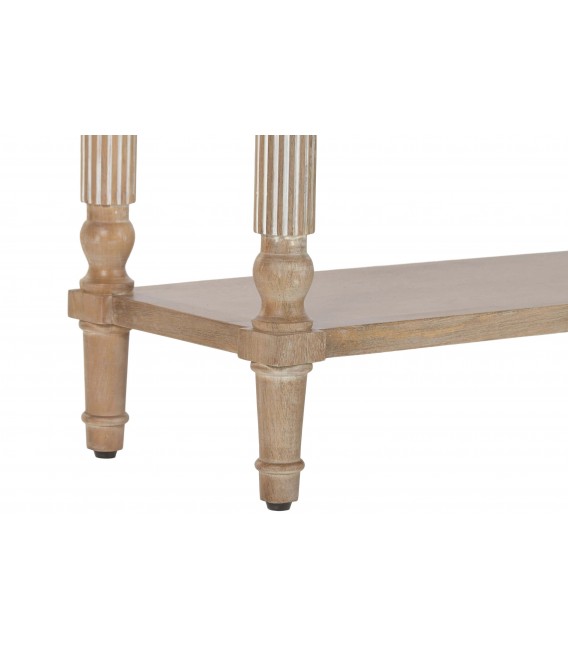 Consola entrada 3 cajones madera mango y bronce. 9