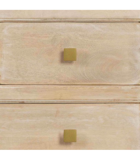 Cómoda de mango patinado crema con 4 cajones y tiradores dorados. 6