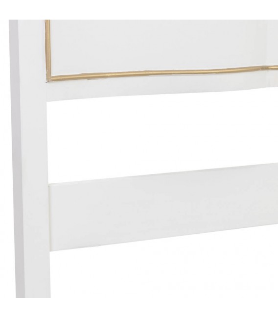 Cabecero clásico provenzal madera blanca y natural con detalle dorado. 4