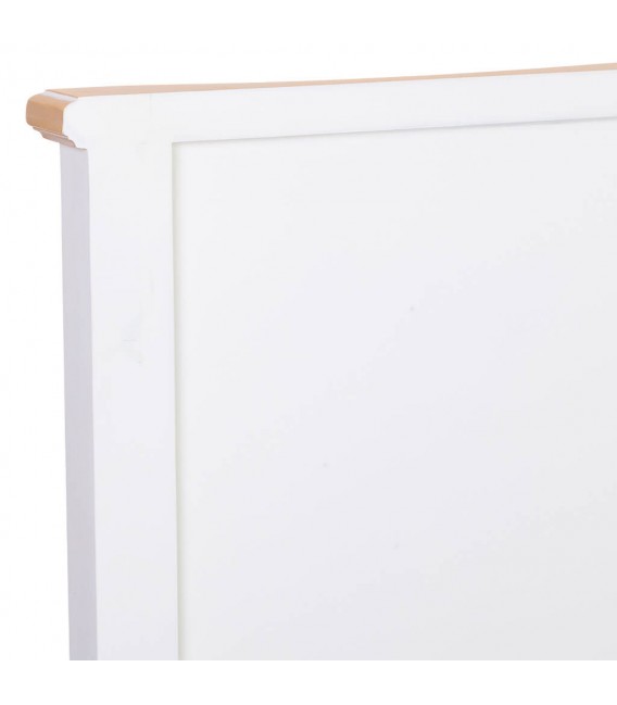 Cabecero clásico provenzal madera blanca y natural con detalle dorado. 5