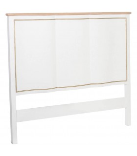 Cabecero clásico provenzal madera blanca y natural con detalle dorado.