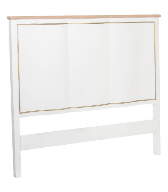 Cabecero clásico provenzal madera blanca y natural con detalle dorado.