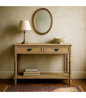 Consola entrada 2 cajones madera mango bronce estilo provenzal. Mdmhogar