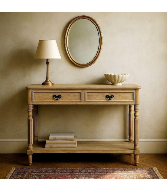 Consola entrada 2 cajones madera mango bronce estilo provenzal. Mdmhogar