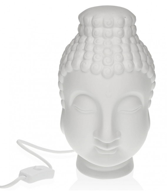 Lámpara oriental de sobremesa en porcelana blanca luz ambiente. 1
